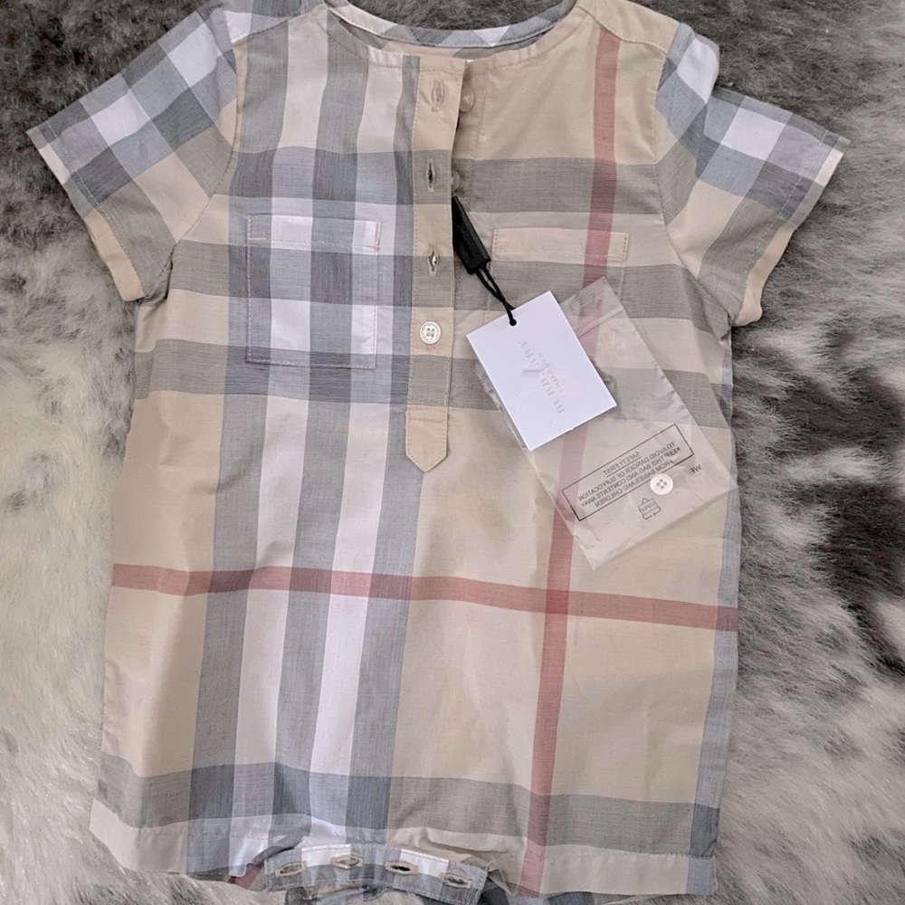 Adorable Burberry pale check playsuit NWT